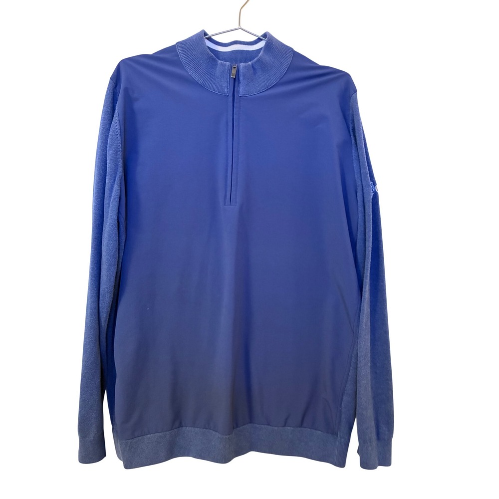 Vintage adiPure by Adidas Blue Quarter Zip Pullover Mixed Media Golf Sweater